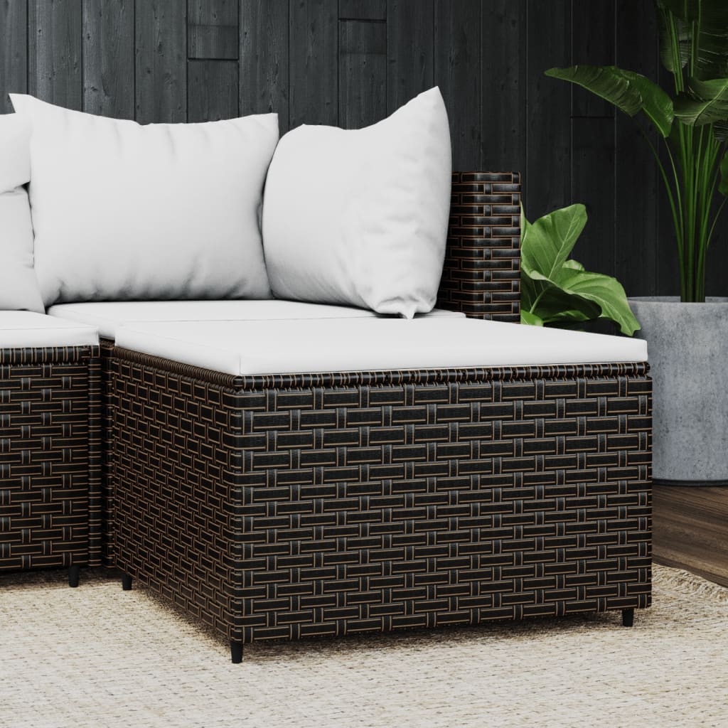 Patio Footrest With Cushion Poly Rattan