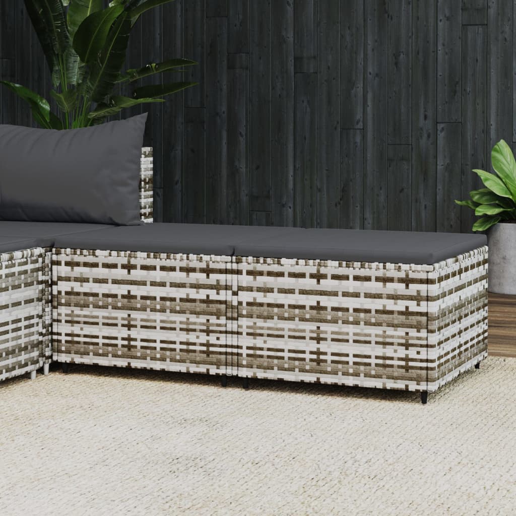 Patio Footrest With Cushion Poly Rattan