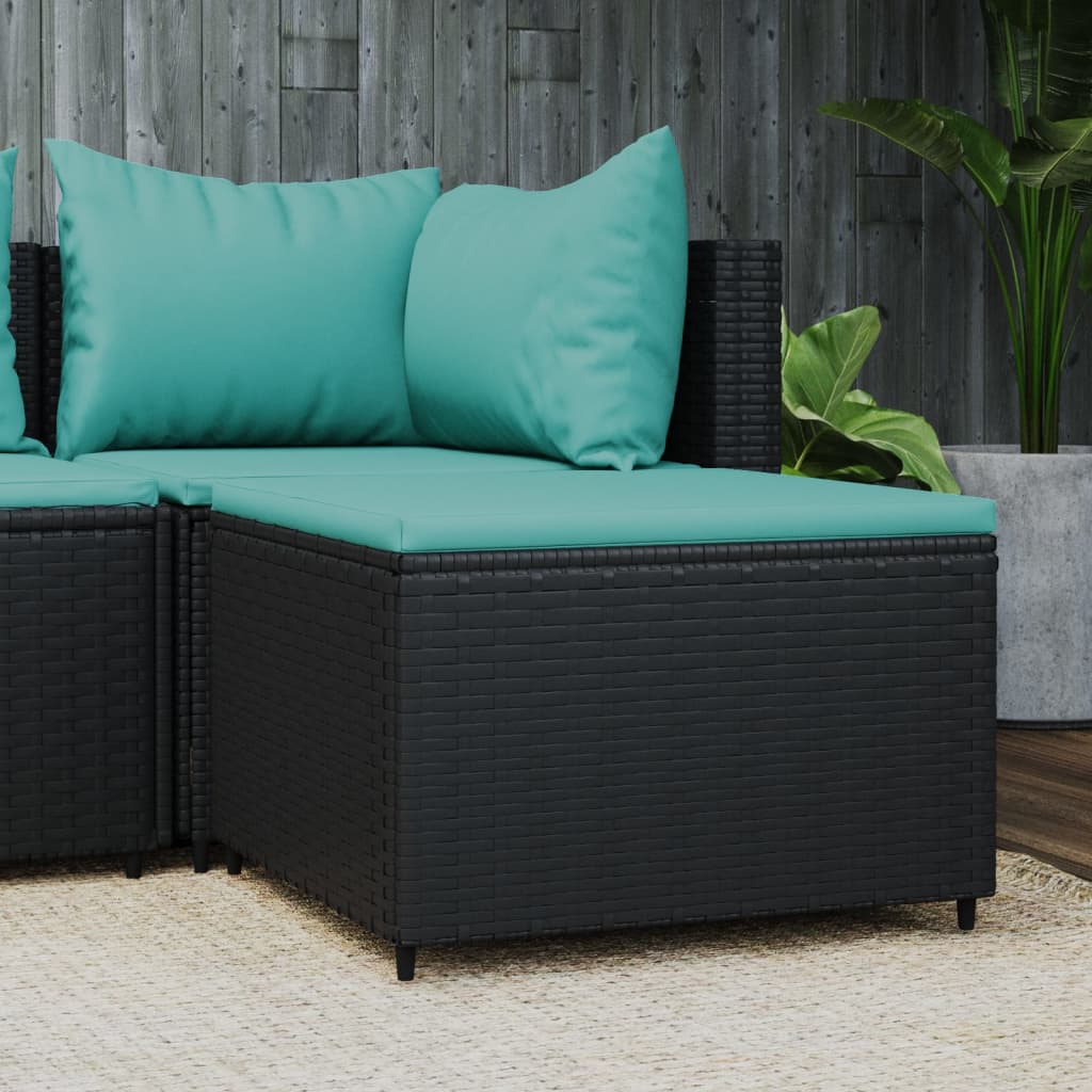 Patio Footrest With Cushion Poly Rattan