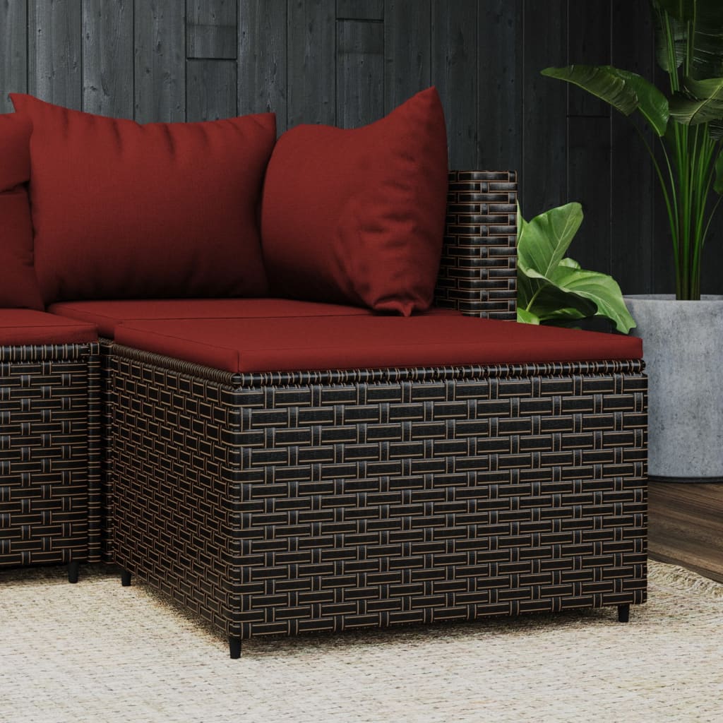 Patio Footrest With Cushion Poly Rattan