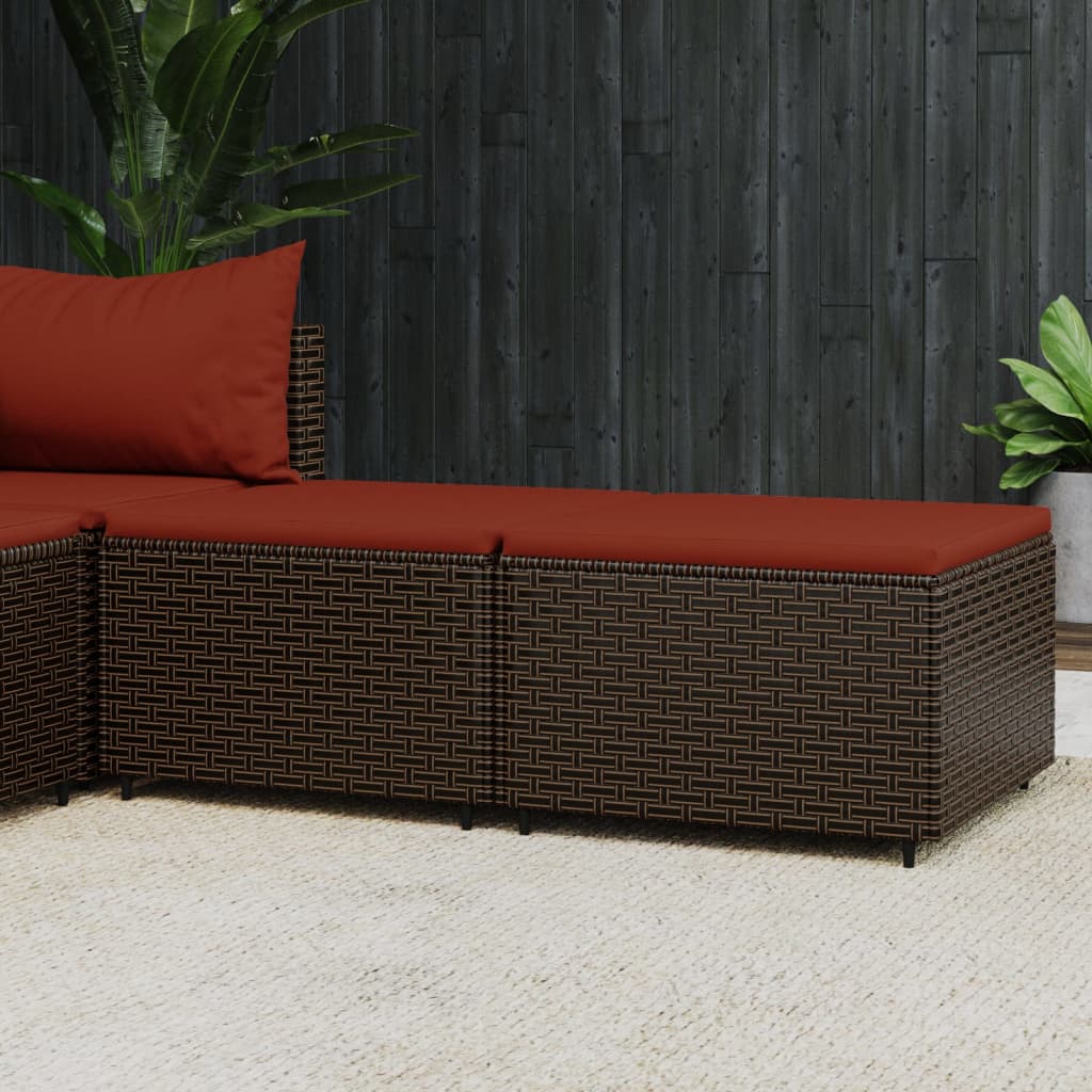 Patio Footrest With Cushion Poly Rattan