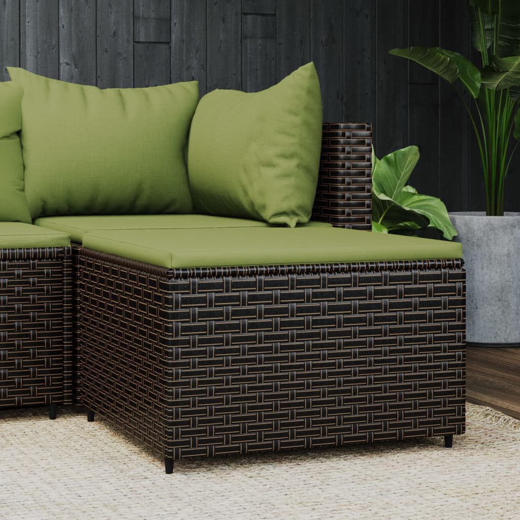 Patio Footrest With Cushion Poly Rattan