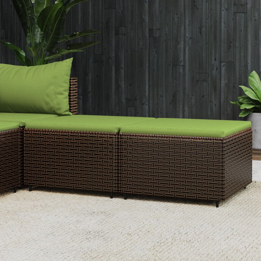 Patio Footrest With Cushion Poly Rattan