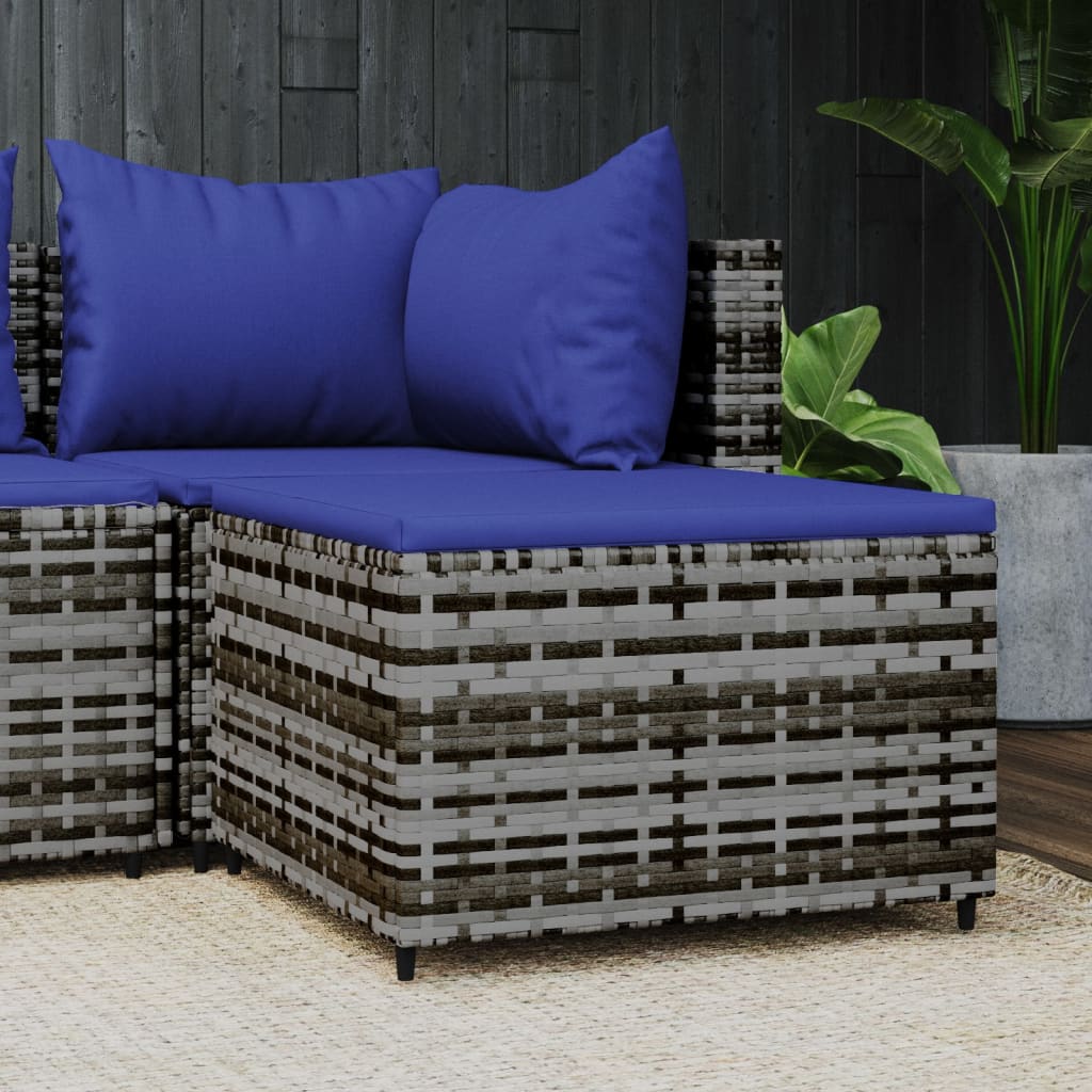 Patio Footrest With Cushion Poly Rattan