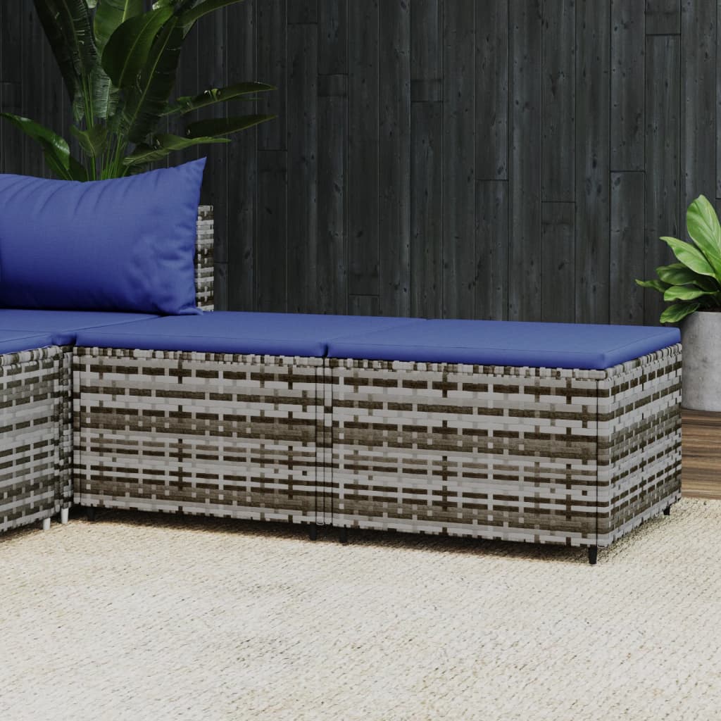 Patio Footrest With Cushion Poly Rattan