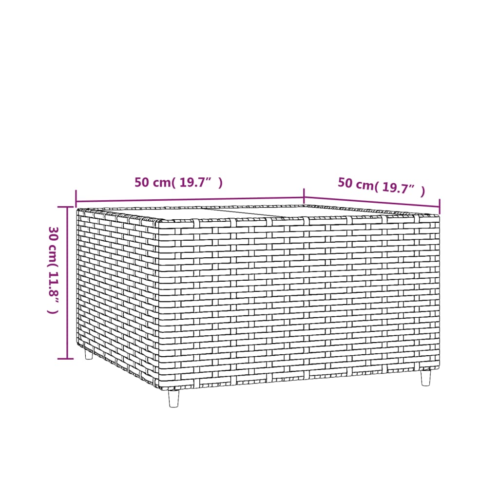 Square Patio Coffee Table 19.7&quot;X19.7&quot;X11.8&quot; Poly Rattan