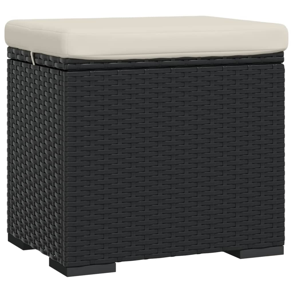 Ottoman With Cushion 15.7&quot;X11.8&quot;X15.7&quot; Poly Rattan