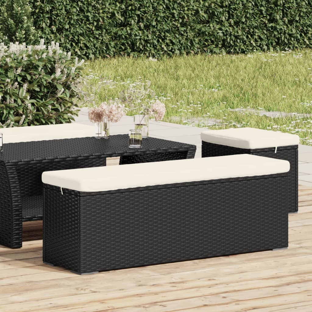 Ottoman Bench With Cushion 43.3&quot;X11.8&quot;X15.7&quot; Poly Rattan