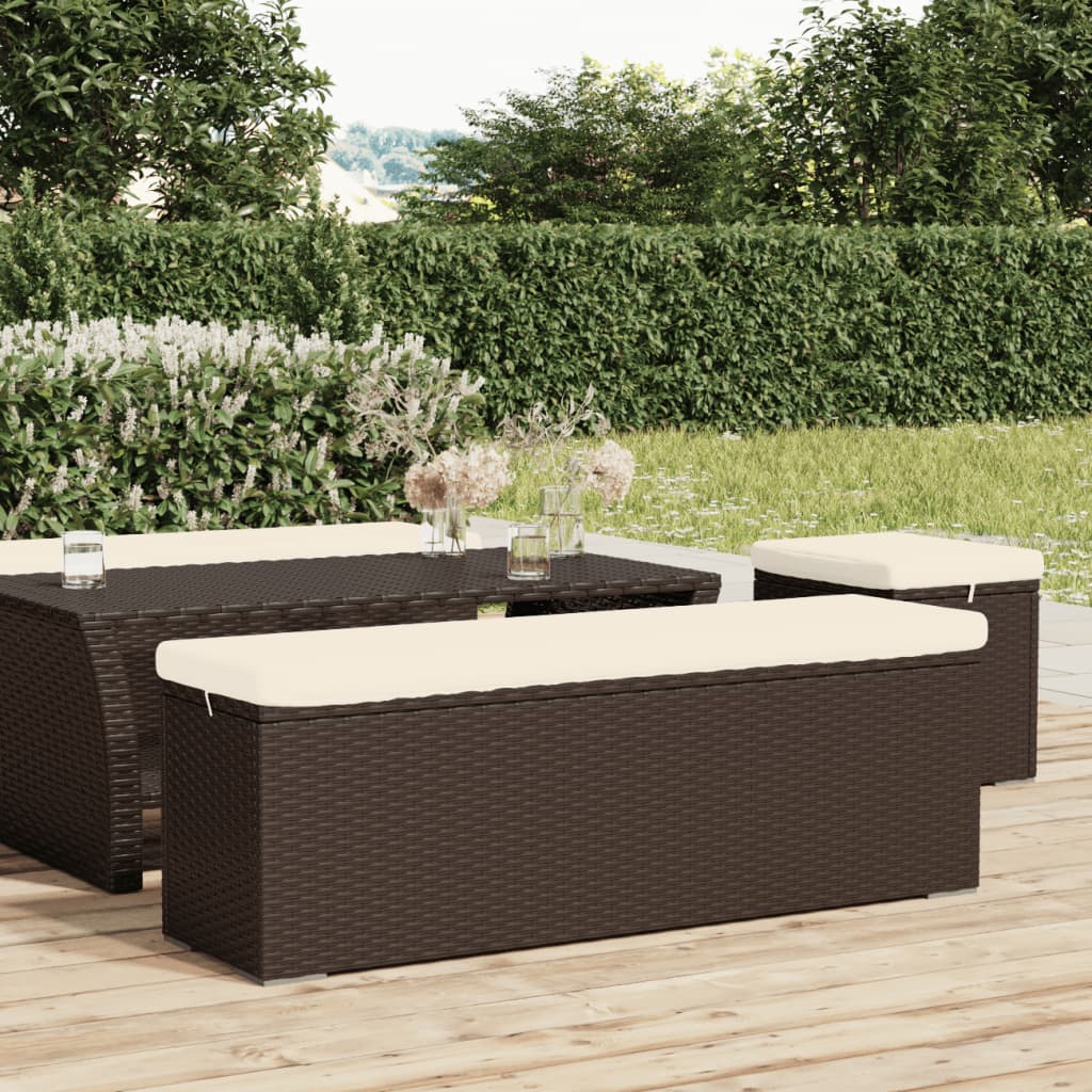 Ottoman Bench With Cushion 43.3&quot;X11.8&quot;X15.7&quot; Poly Rattan