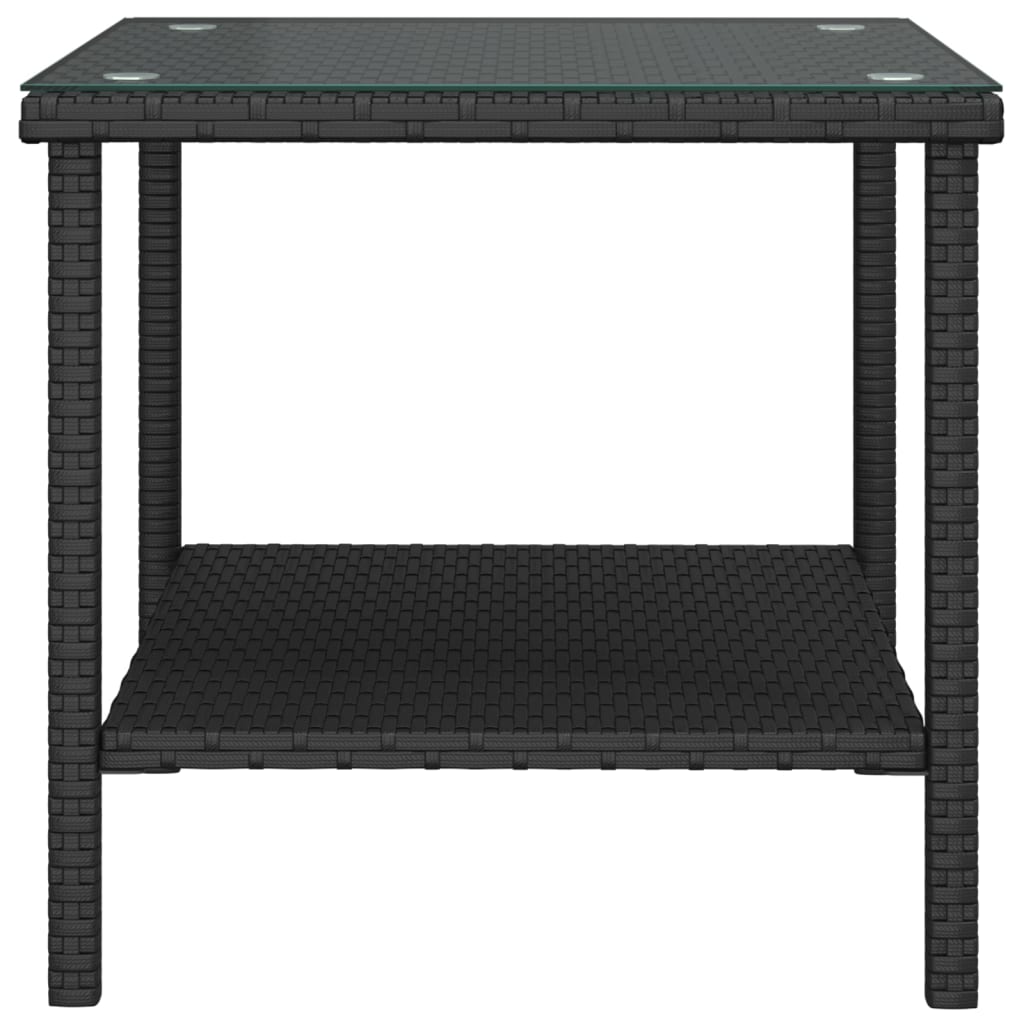 Side Table 17.7&quot;X17.7&quot;X17.7&quot; Poly Rattan And Tempered Glass