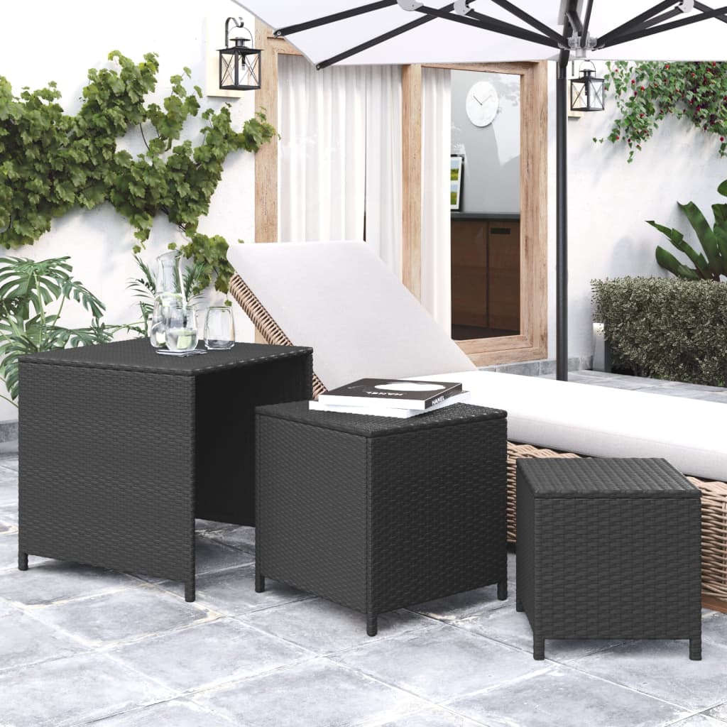 Nesting Tables 3 Pcs Poly Rattan