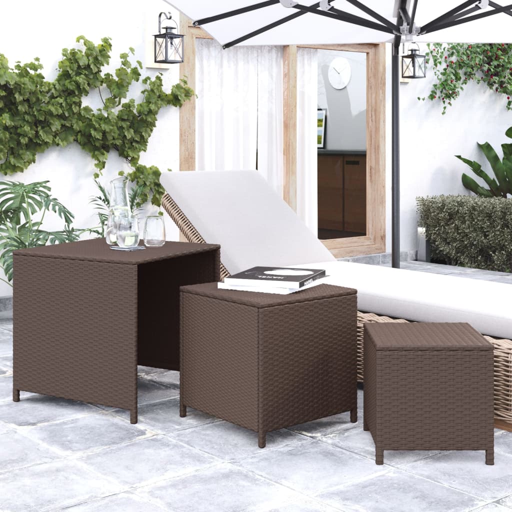 Nesting Tables 3 Pcs Poly Rattan