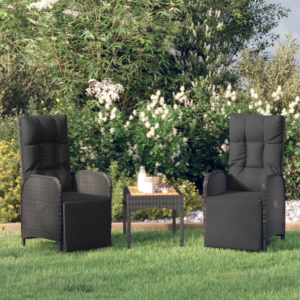 Patio Reclining Chairs With Cushions 2 Pcs Poly Rattan