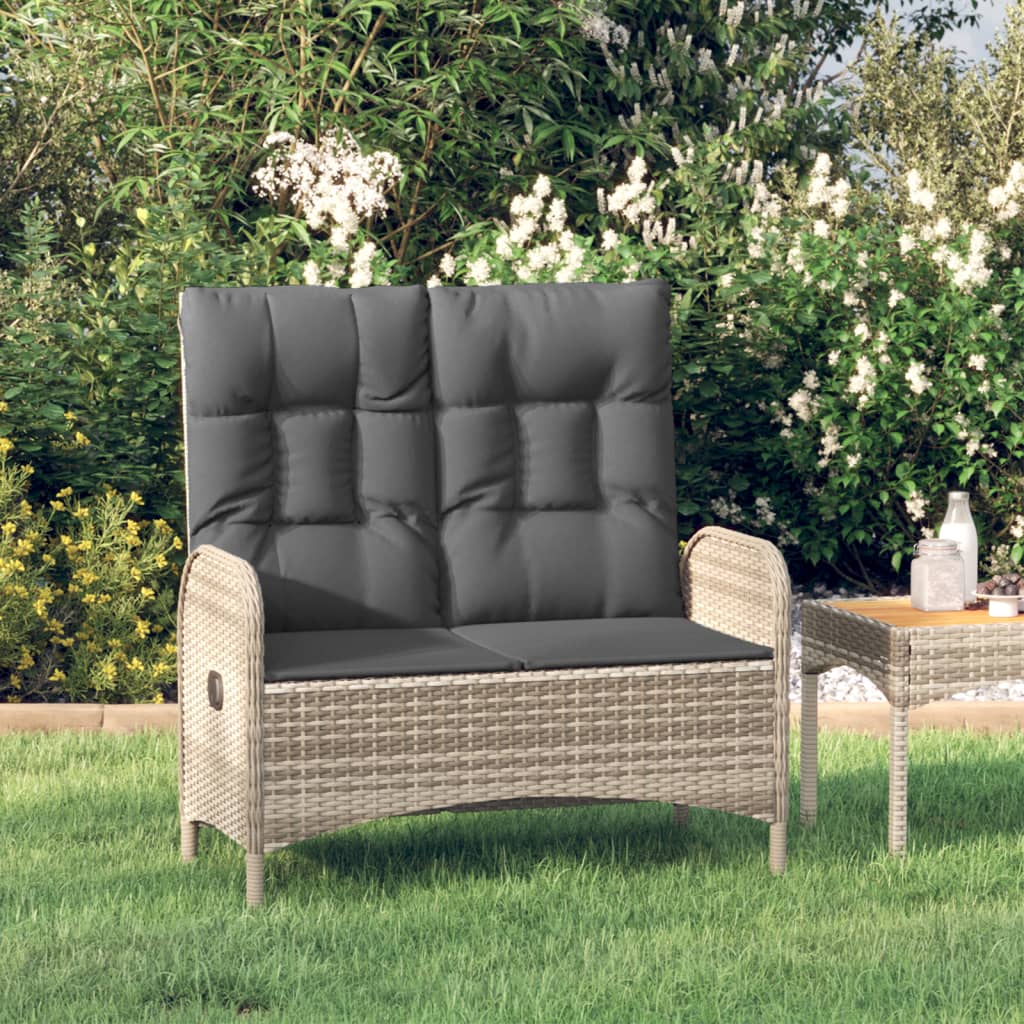 Reclining Patio Bench With Cushions 42.1&quot; Poly Rattan