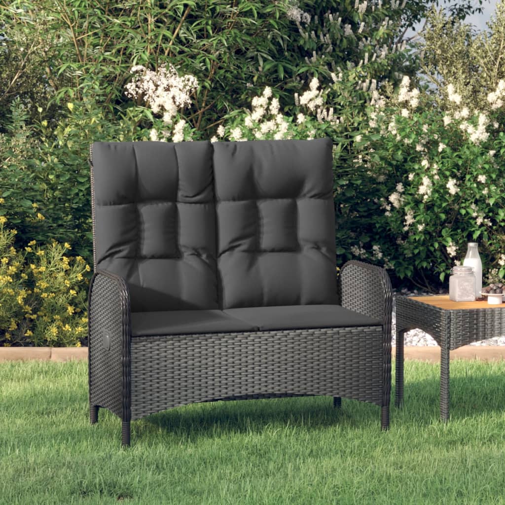 Reclining Patio Bench With Cushions 42.1&quot; Poly Rattan