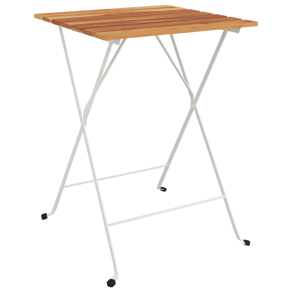 Folding Bistro Table 21.7&quot;X21.3&quot;X28&quot; Solid Wood Acacia And Steel