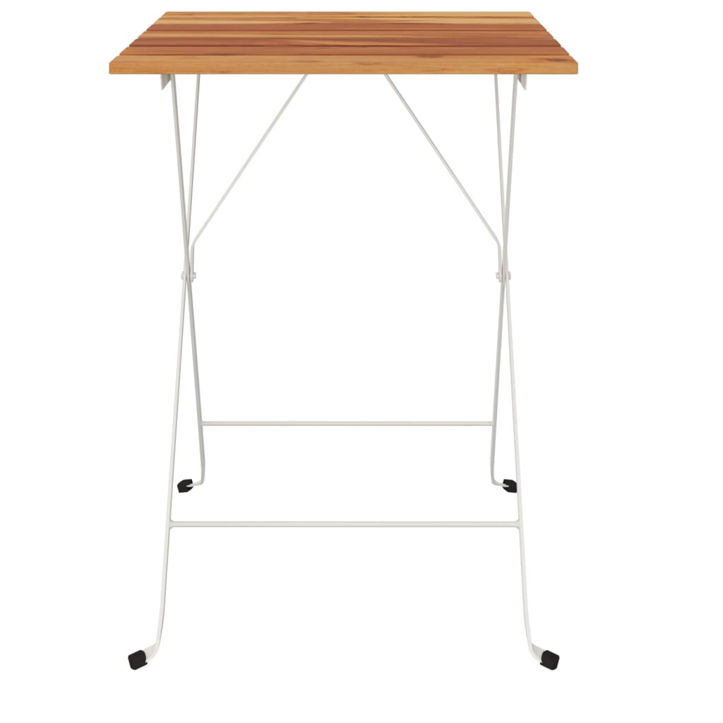 Folding Bistro Table 21.7&quot;X21.3&quot;X28&quot; Solid Wood Acacia And Steel