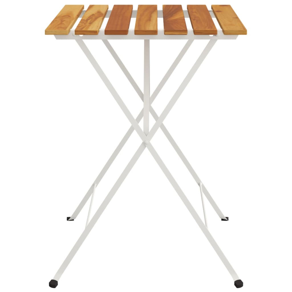 Folding Bistro Table 21.7&quot;X21.3&quot;X28&quot; Solid Wood Acacia And Steel