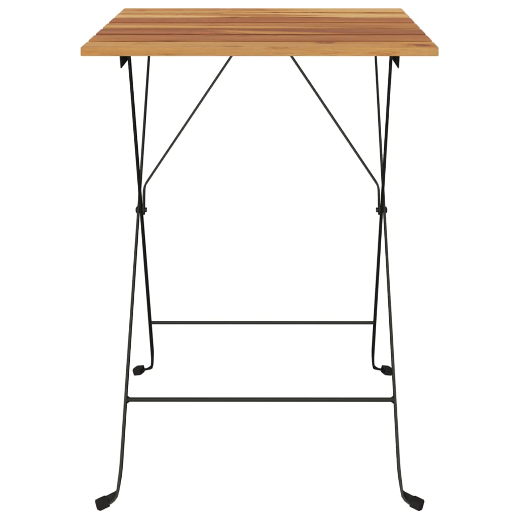 Folding Bistro Table 21.7&quot;X21.3&quot;X28&quot; Solid Wood Teak And Steel