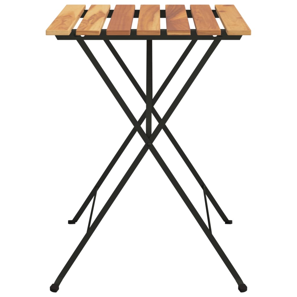 Folding Bistro Table 21.7&quot;X21.3&quot;X28&quot; Solid Wood Teak And Steel