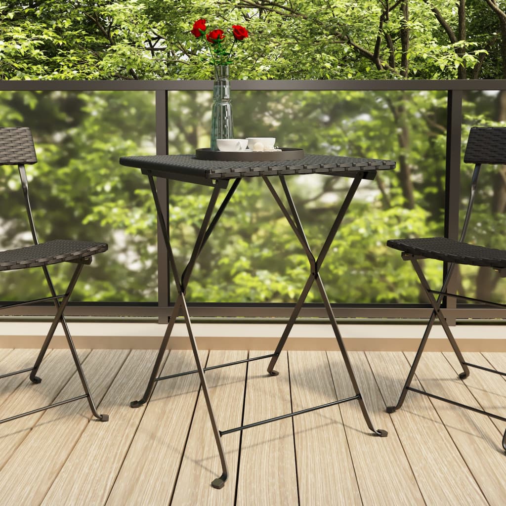 Folding Bistro Table 21.7&quot;X21.3&quot;X28&quot; Poly Rattan