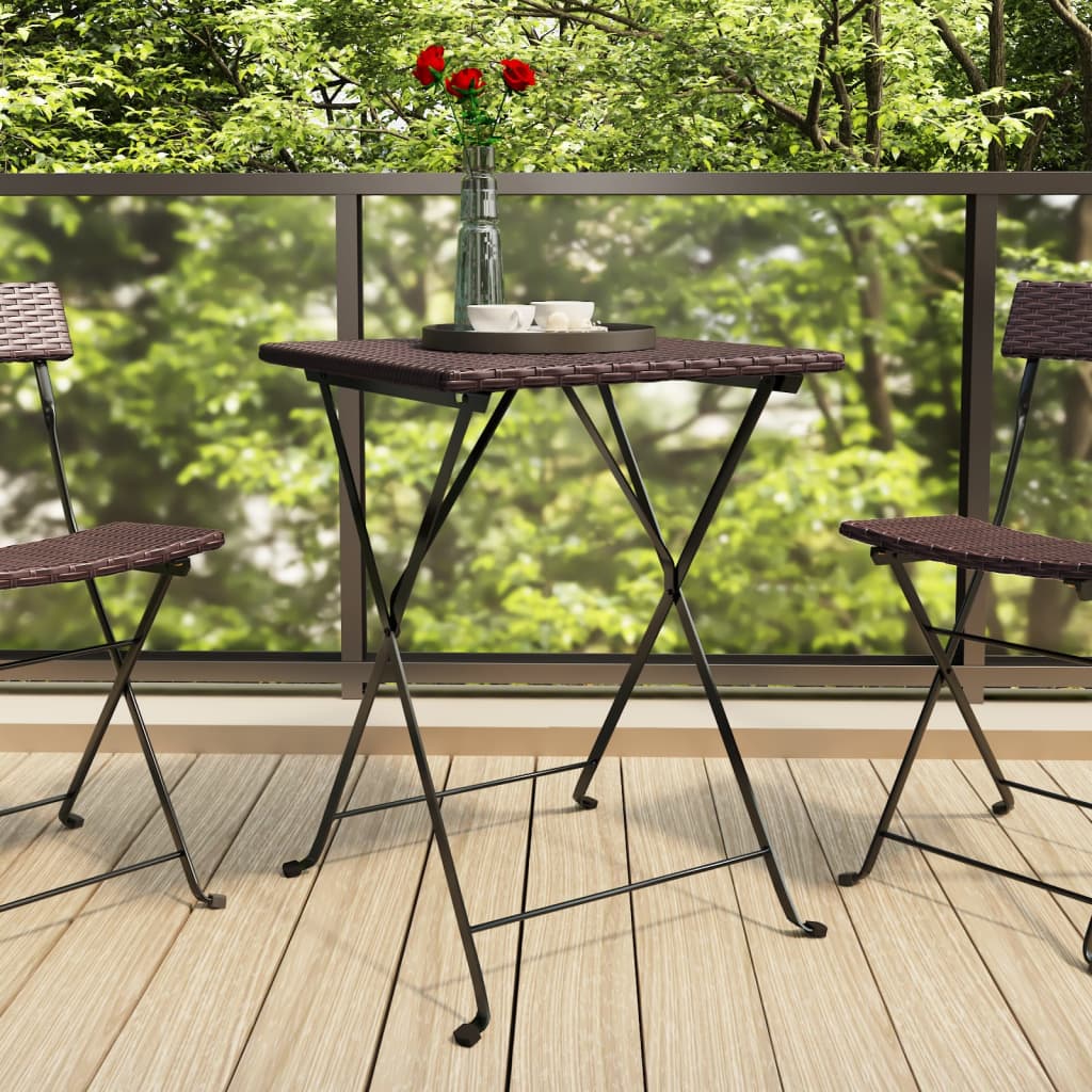 Folding Bistro Table 21.7&quot;X21.3&quot;X28&quot; Poly Rattan