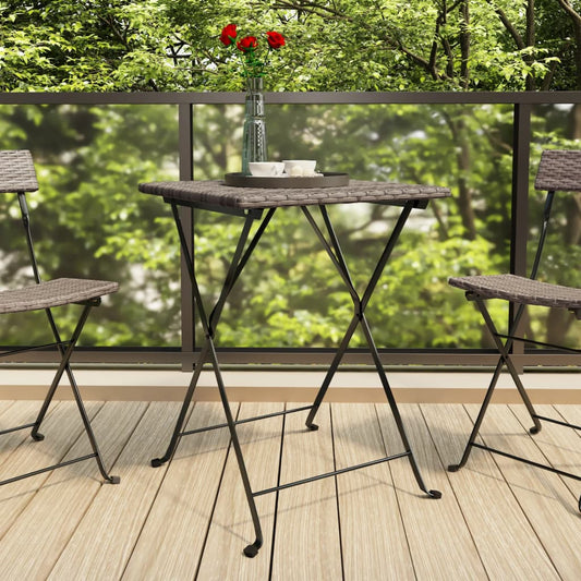 Folding Bistro Table 21.7&quot;X21.3&quot;X28&quot; Poly Rattan