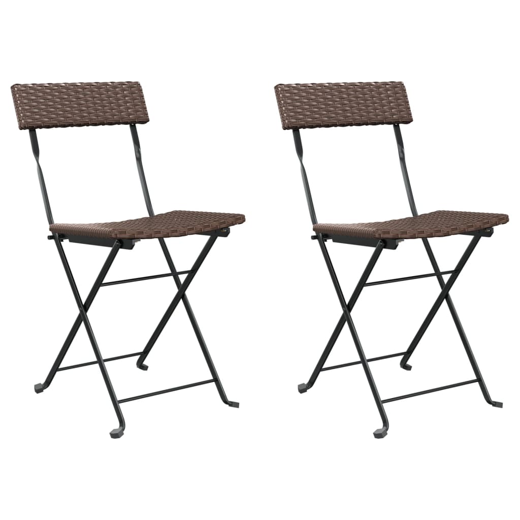 Folding Bistro Chairs 2 Pcs Poly Rattan And Steel