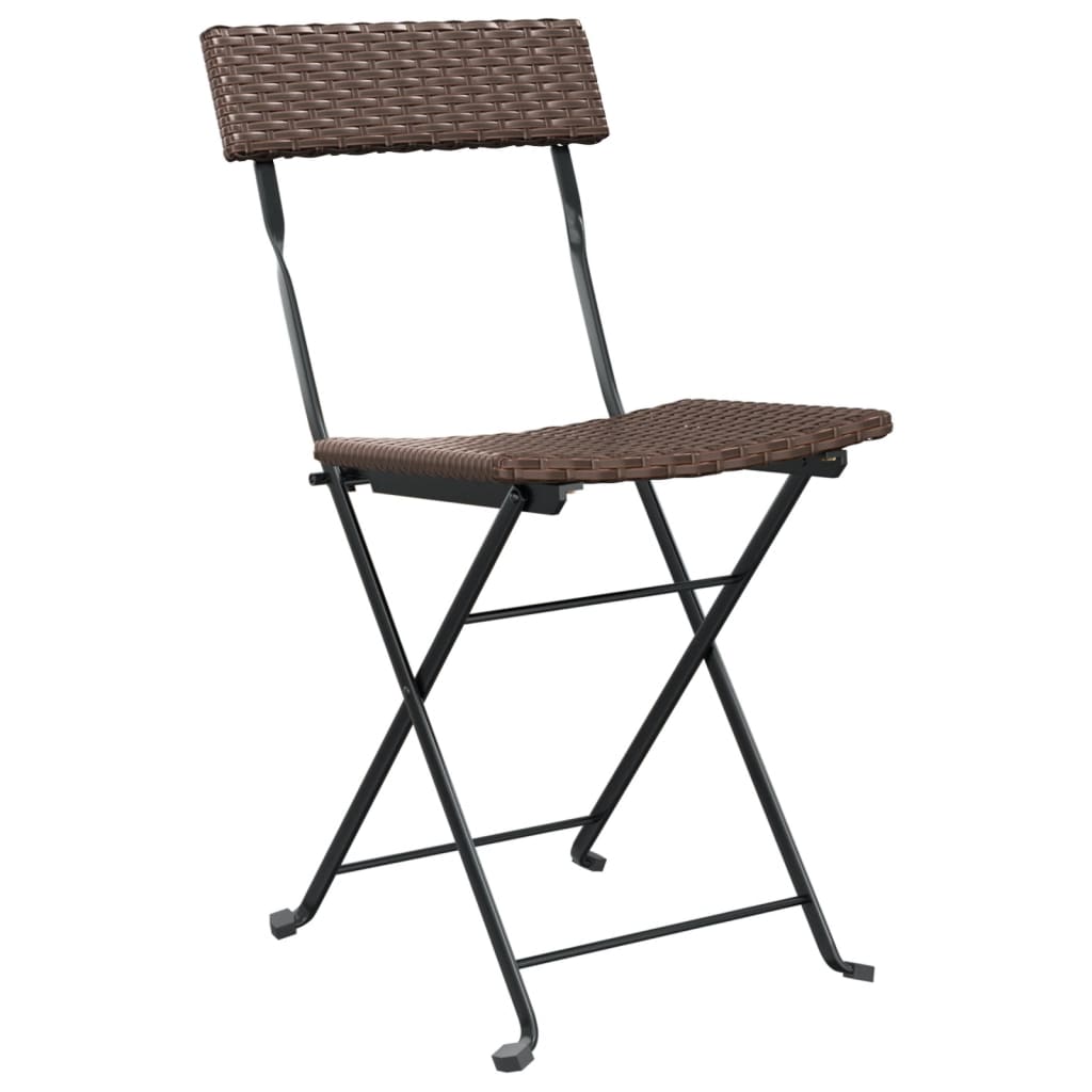 Folding Bistro Chairs 2 Pcs Poly Rattan And Steel