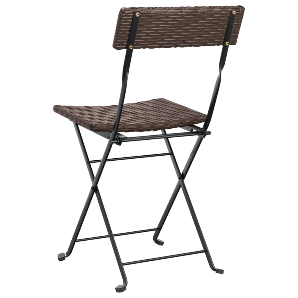 Folding Bistro Chairs 2 Pcs Poly Rattan And Steel