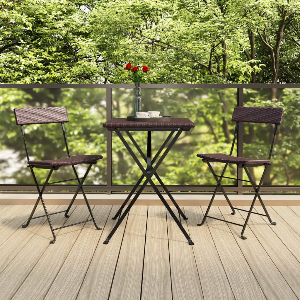 Folding Bistro Chairs 2 Pcs Poly Rattan And Steel