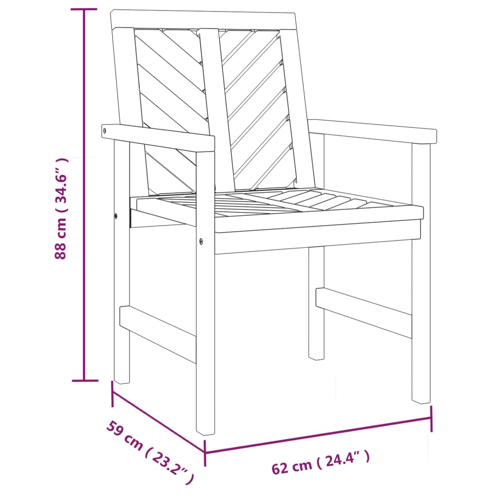 Patio Dining Chairs 2 Pcs Solid Wood Acacia