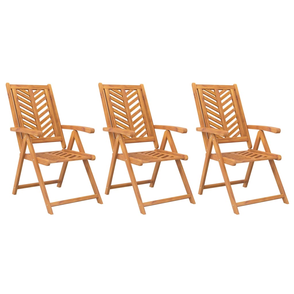 Reclining Patio Chairs 3 Pcs Solid Wood Acacia