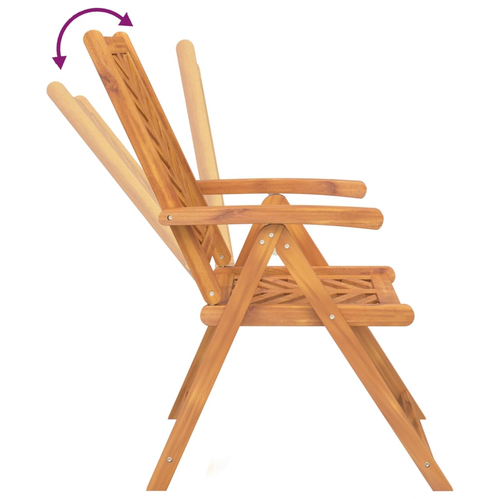 Reclining Patio Chairs 3 Pcs Solid Wood Acacia