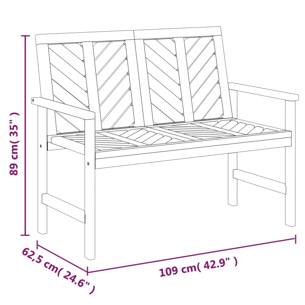 Patio Bench 42.9&quot; Solid Wood Acacia