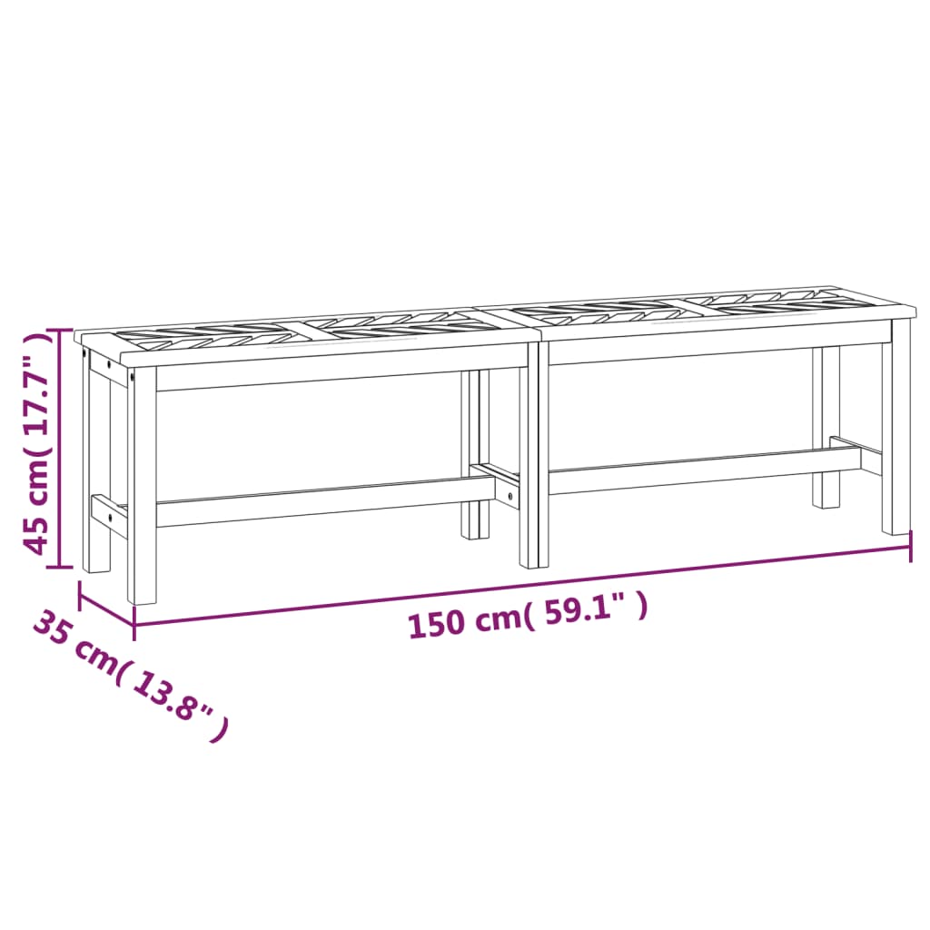 Patio Bench 59.1&quot; Solid Wood Acacia