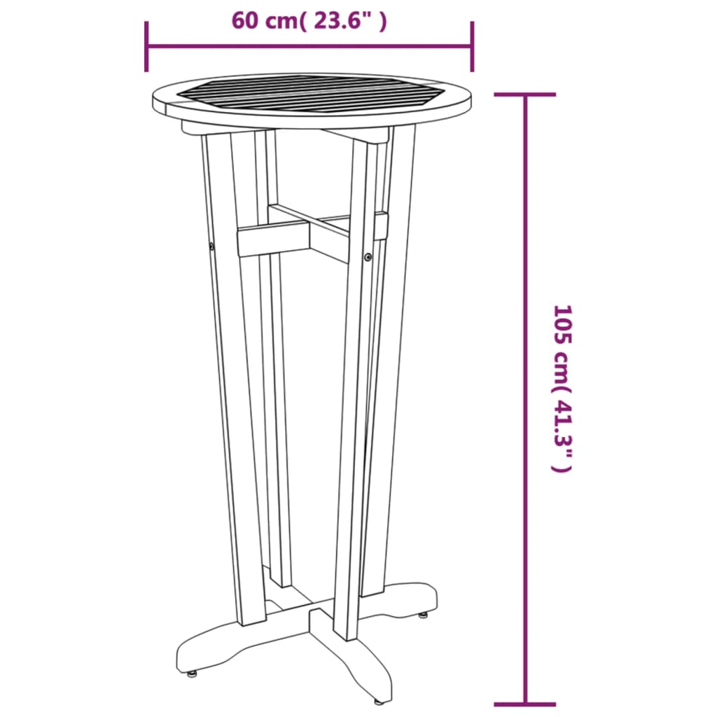 Patio Bar Table Ø23.6&quot;X41.3&quot; Solid Wood Acacia