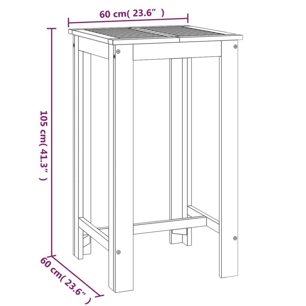 Patio Bar Table Solid Wood Acacia