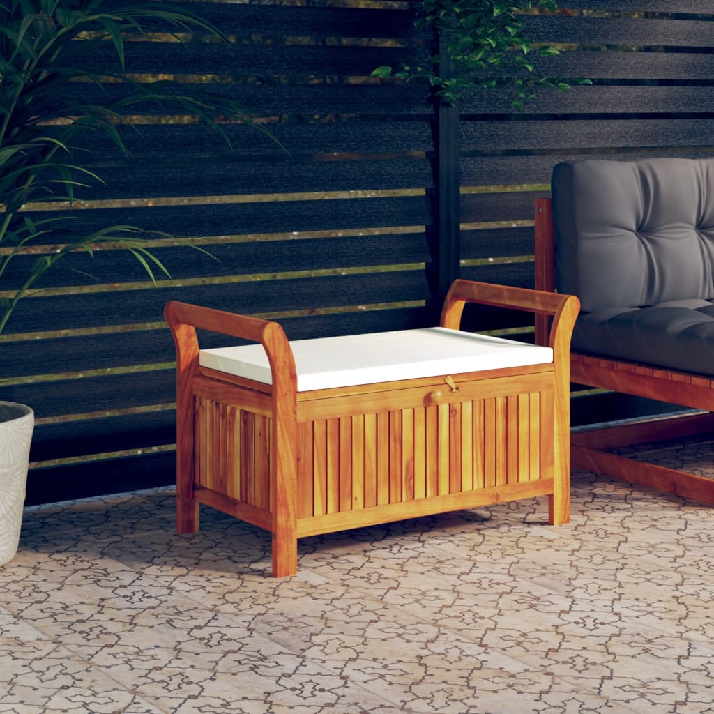 Patio Storage Bench With Cushion 49.6&quot; Solid Wood Acacia