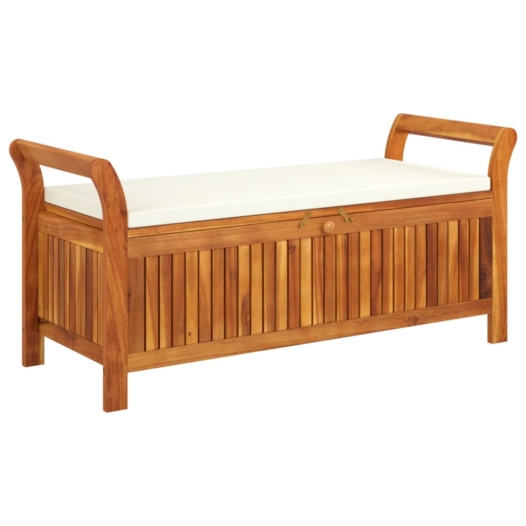 Patio Storage Bench With Cushion 49.6&quot; Solid Wood Acacia