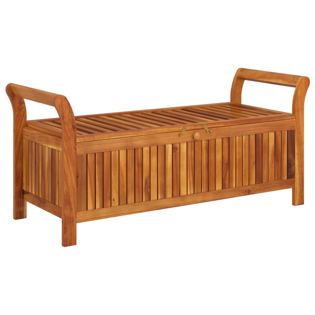 Patio Storage Bench With Cushion 49.6&quot; Solid Wood Acacia