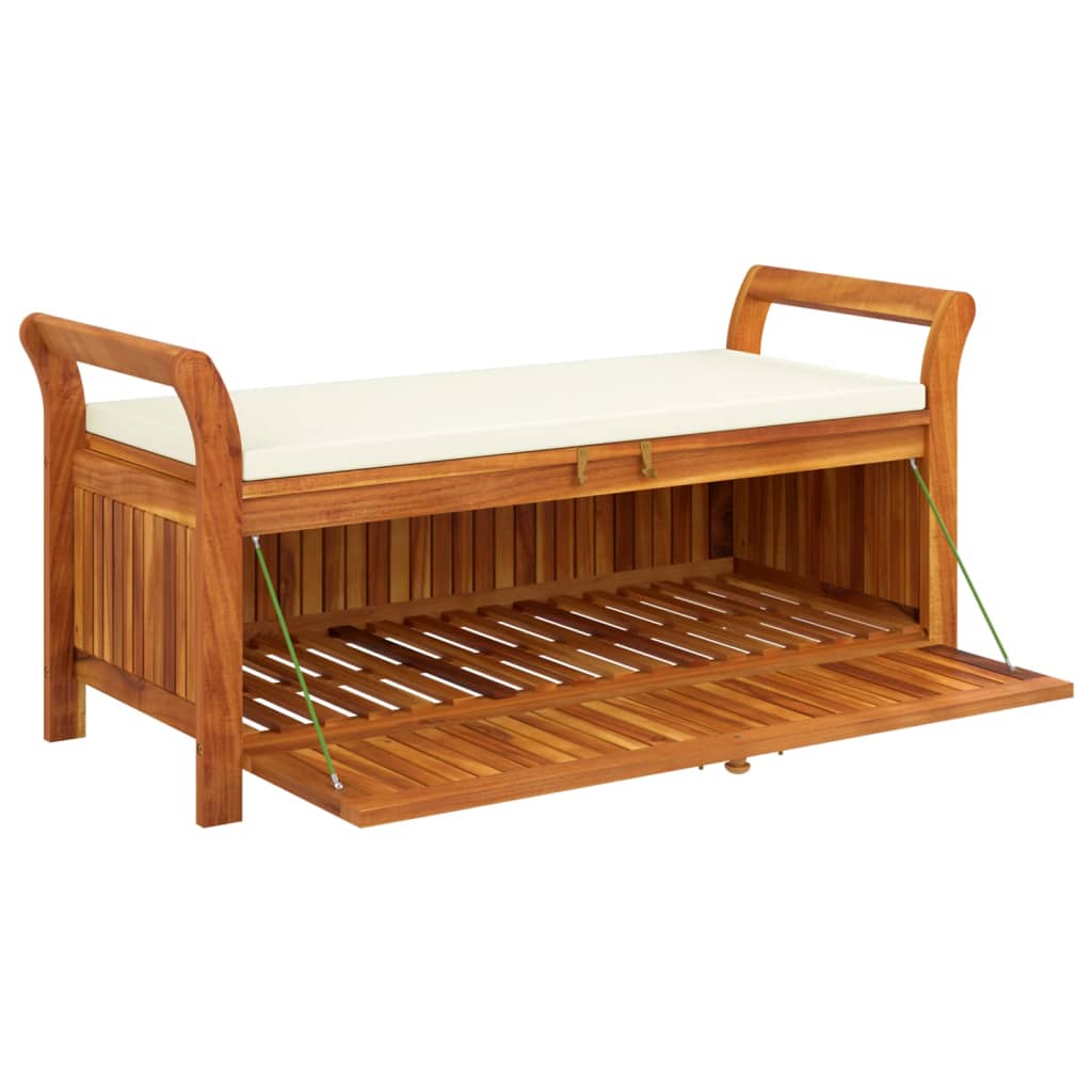 Patio Storage Bench With Cushion 49.6&quot; Solid Wood Acacia