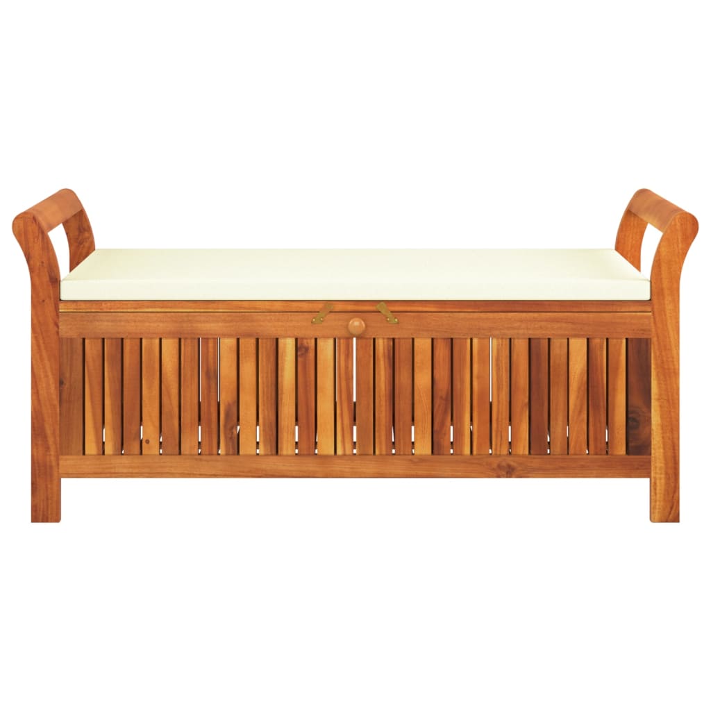 Patio Storage Bench With Cushion 49.6&quot; Solid Wood Acacia