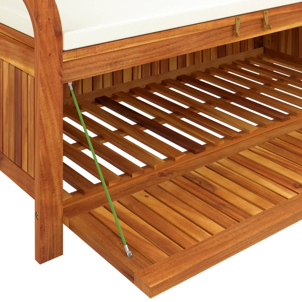 Patio Storage Bench With Cushion 49.6&quot; Solid Wood Acacia