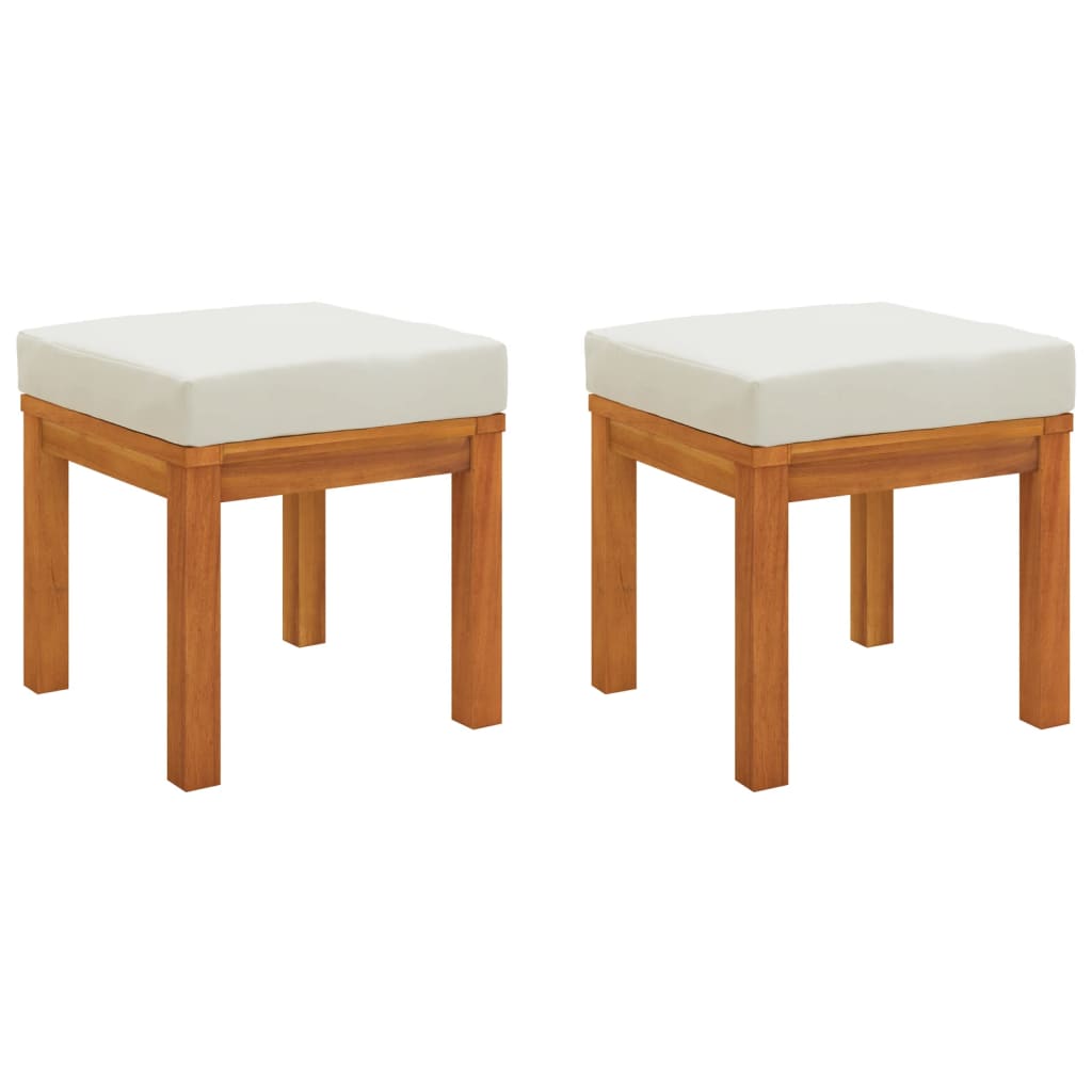 Patio Stools With Cushions 2 Pcs 15.7&quot;X15.7&quot;X16.5&quot; Solid Wood Acacia