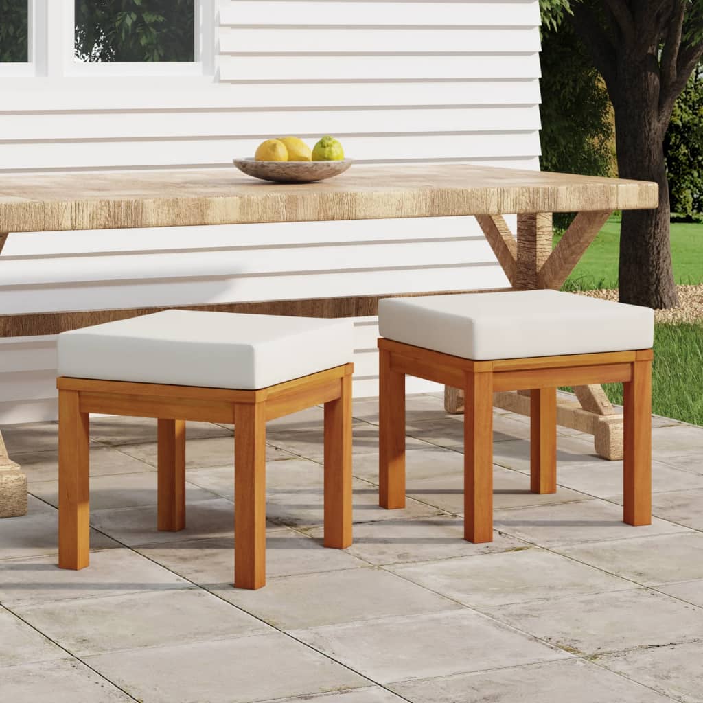 Patio Stools With Cushions 2 Pcs 15.7&quot;X15.7&quot;X16.5&quot; Solid Wood Acacia