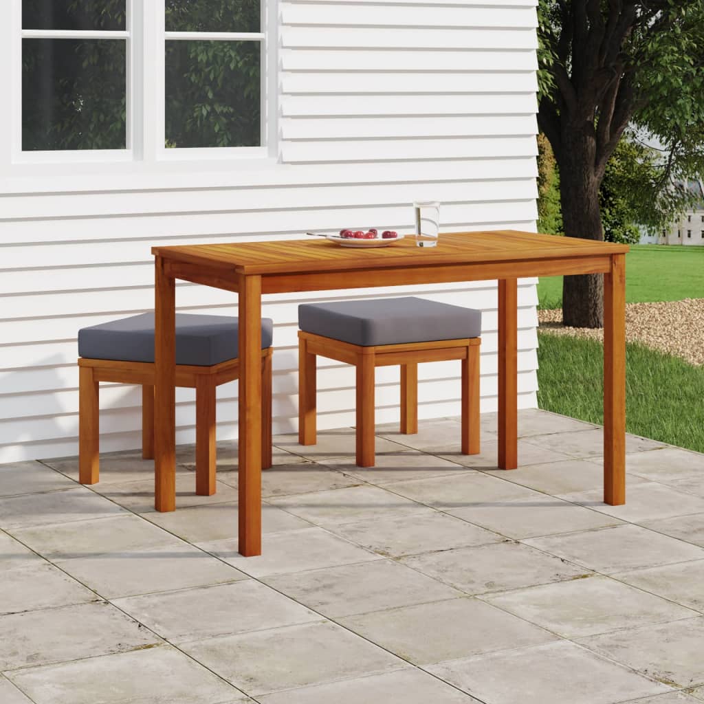 3 Piece Patio Dining Set With Cushions Solid Wood Acacia