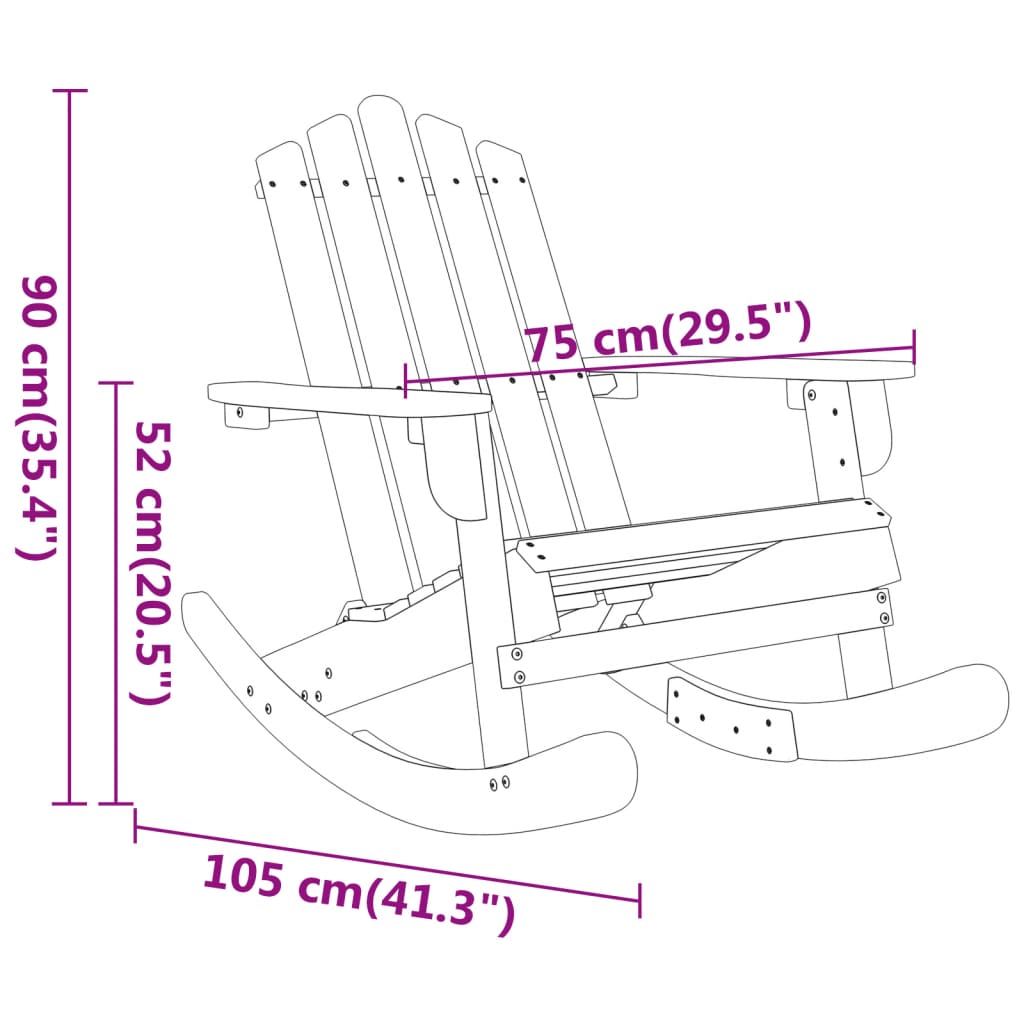 Adirondack Rocking Chair Solid Wood Acacia