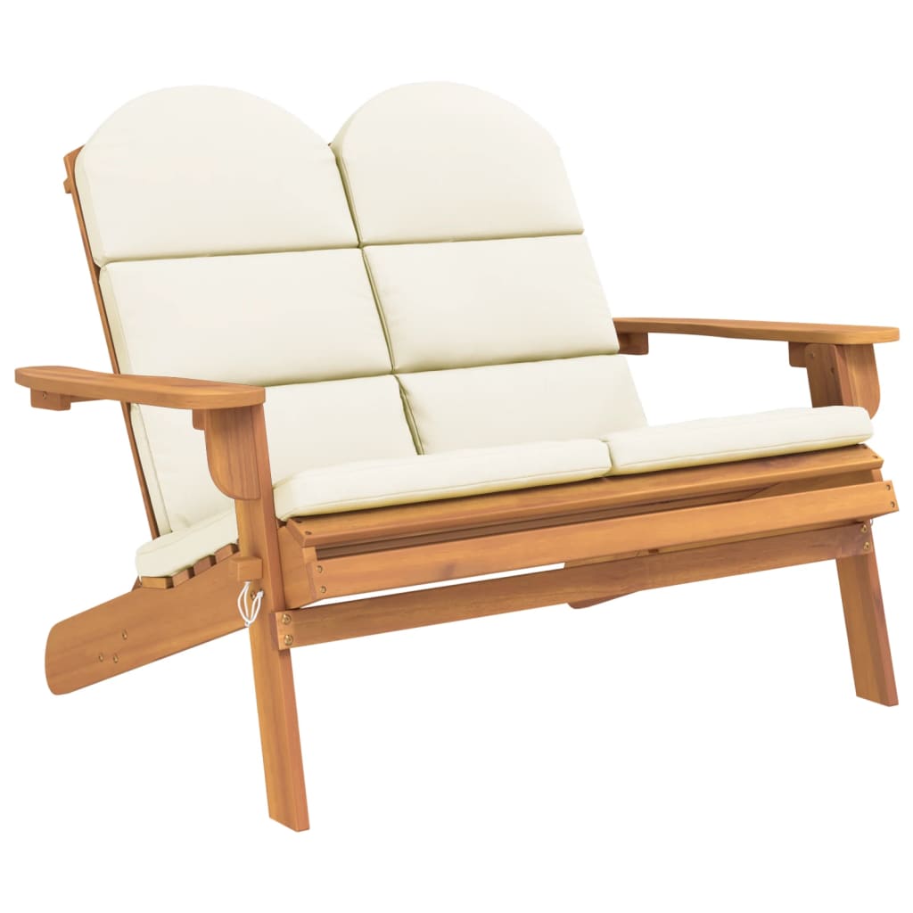 Adirondack Patio Bench With Cushions 49.6&quot; Solid Wood Acacia