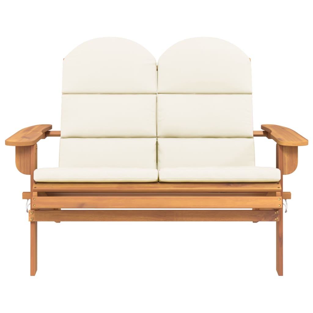 Adirondack Patio Bench With Cushions 49.6&quot; Solid Wood Acacia